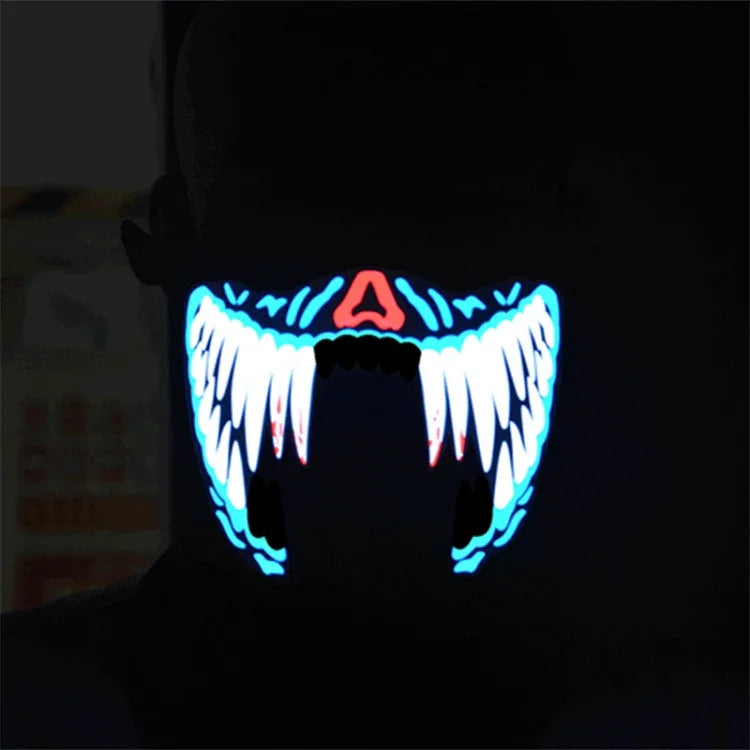 Masque d'Halloween FG-MA-02 avec contrôle vocal LED lumière froide, masque cosplay terrifiant FG-MA-02
