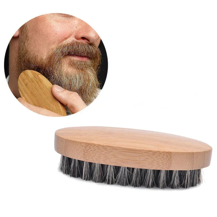 Brosse de soin de barbe pour homme Manche en bois dur Peigne en soies de sanglier, Peigne en soies de sanglier
