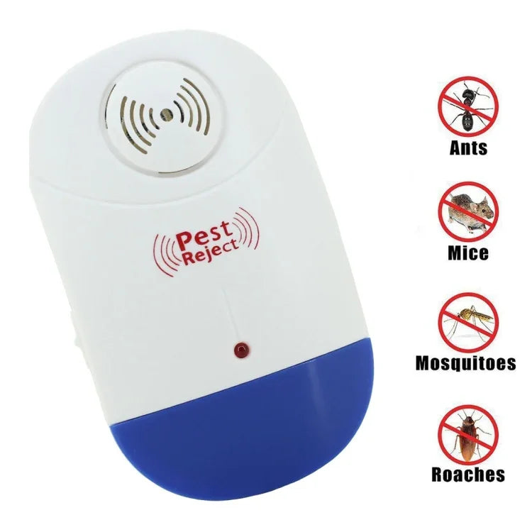 Répulsif électronique ultrasonique anti-moustiques et rongeurs avec lumière LED, prise EU AC90V-250V (blanc+bleu), prise EU
