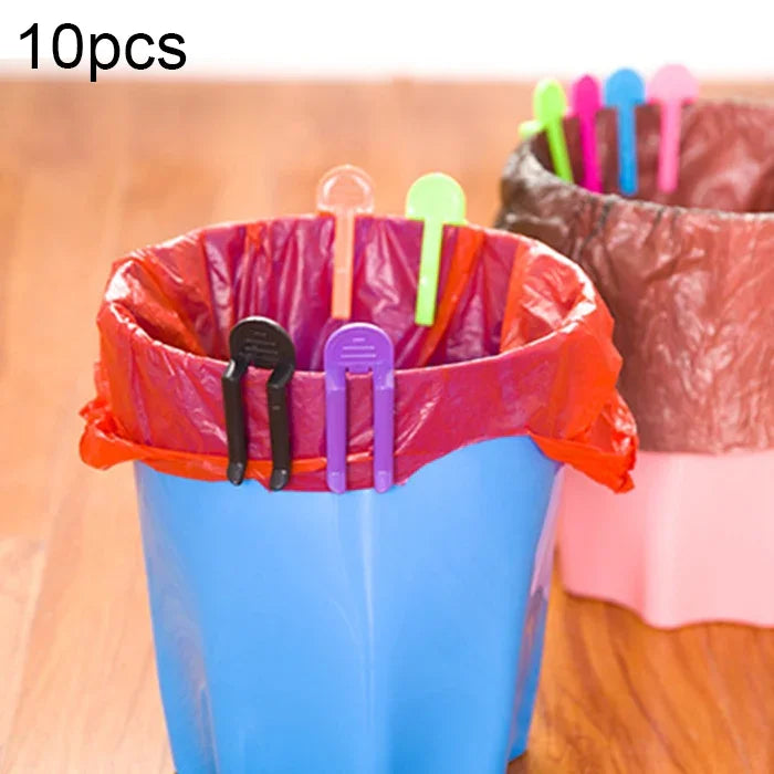 10pcs Clips universels pour sacs poubelle Fixation de corbeille à déchets Pince pour poubelle Clip antidérapant pour sac poubelle, Livraison couleur aléatoire, Pince pour poubelle