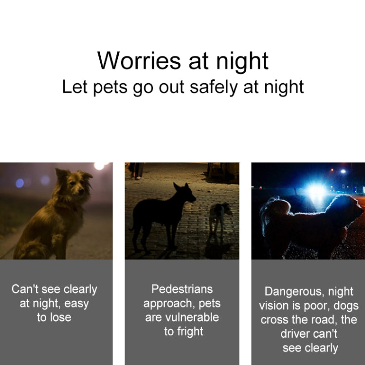 Collier de sécurité pour animaux avec veilleuse LED et pendentif en silicone