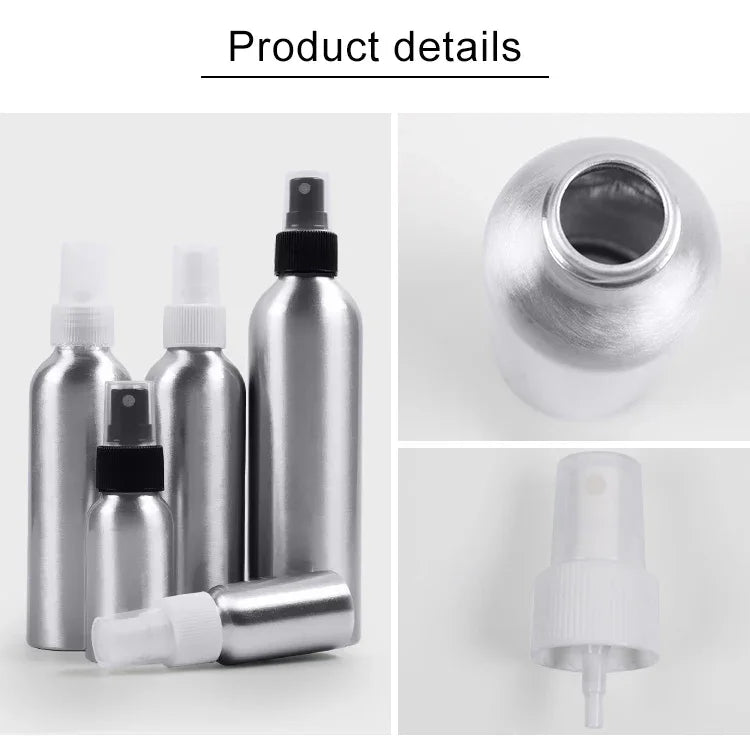 Bouteille en aluminium avec atomiseurs rechargeables en verre pour brouillard fin, 50 ml, 50 ml