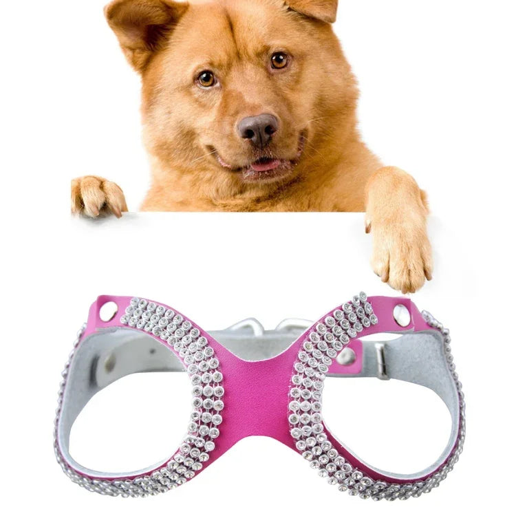 Sangle de poitrine respirante en cuir et strass, style lunettes, taille S