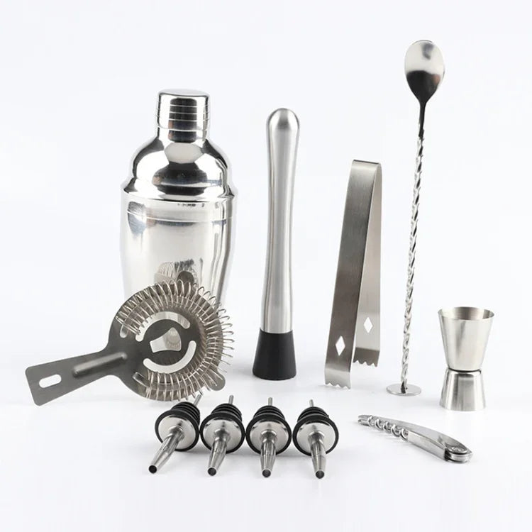 Ensemble d'outils de mélangeur à cocktail et à vin en acier inoxydable 12 en 1 avec sac en tissu, capacité : 750 ml, 750 ml