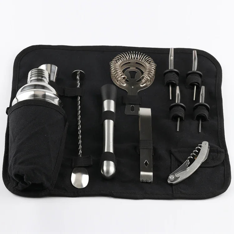 Ensemble d’outils pour shaker à vin et cocktail en acier inoxydable 12 en 1 avec sac en tissu, Boston 800600M, Boston 800600M