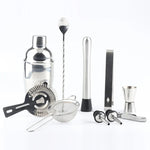 Ensemble de 11 outils de bar à cocktail en acier inoxydable avec support en bois, Capacité: 350ml, 350ml