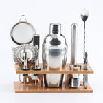 Ensemble de 11 outils à cocktail en acier inoxydable avec support en bois, capacité : 550 ml, 550 ml