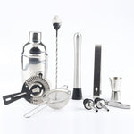 Ensemble de 11 outils à cocktail en acier inoxydable avec support en bois, capacité : 550 ml, 550 ml
