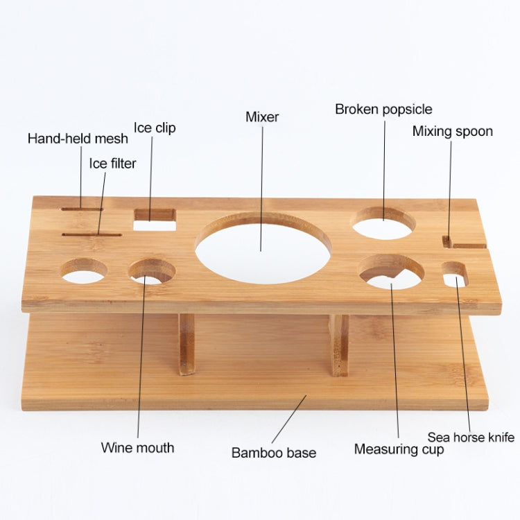 Ensemble d'outils de bar à cocktail 11-en-1 en acier inoxydable avec support en bois, Capacité : 750 ml, 750 ml