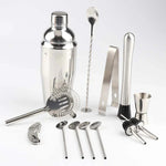 Ensemble de 14 outils de bar en acier inoxydable avec support en bambou, capacité : 750 ml, 750 ml, bambou