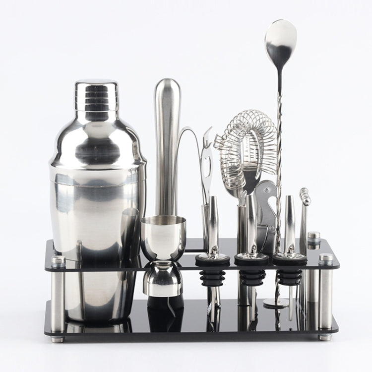 Ensemble de 18 outils de shaker à cocktail avec support en acrylique, capacité : 350 ml, 350 ml