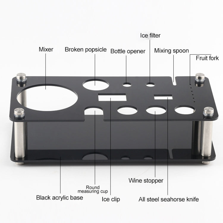 Ensemble d'outils de shaker à cocktail 18-en-1 avec support en acrylique, capacité : 550 ml, 550 ml