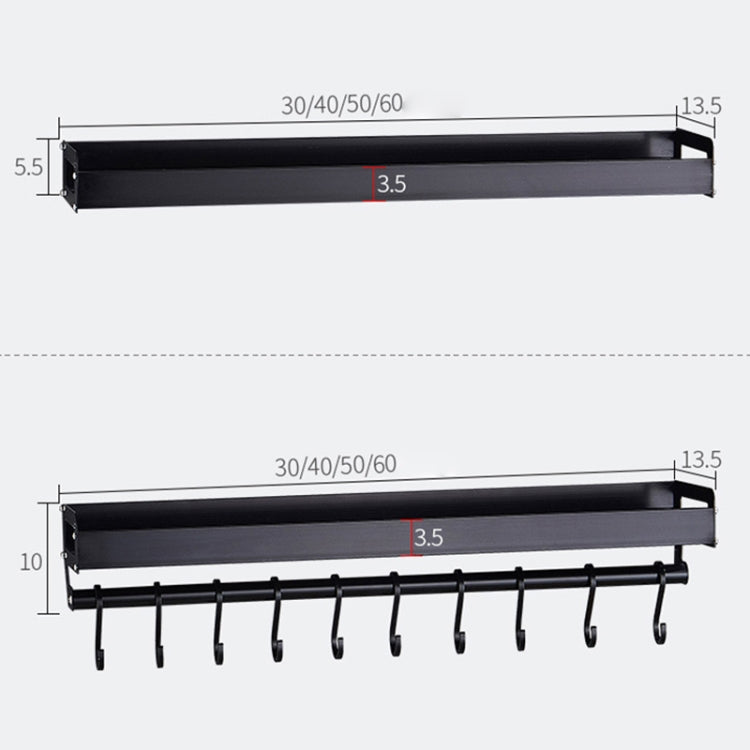 Porte-étagère de rangement multifonctionnel mural pour cuisine de 30 cm, pour épices, 30 cm (noir)