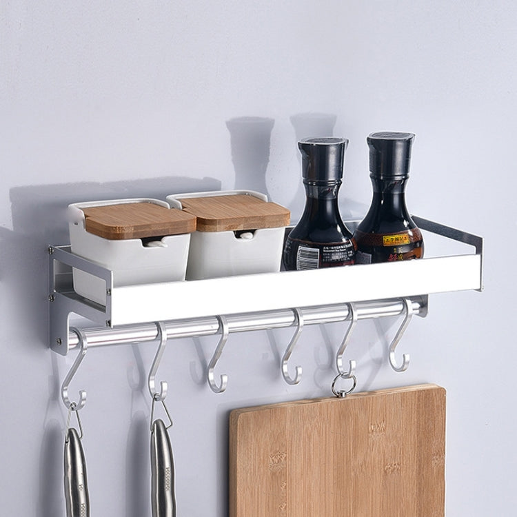 Étagère de rangement murale multifonctionnelle de cuisine de 40 cm avec 6 crochets pour condiments, 40 cm 6 crochets (argent)