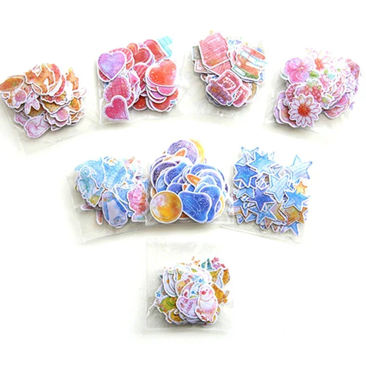 10 paquets d'autocollants créatifs étanches en PVC pour album DIY, journal, autocollant décoratif aquarelle, livraison aléatoire, autocollant PVC
