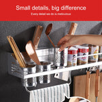 Support de rangement pour condiments en aluminium mural multifonctionnel de 30 cm, à perforation