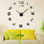 Horloge murale silencieuse moderne sans cadre avec grands chiffres, autocollant mural miroir 3D DIY pour chambre ou bureau, taille : 100*100cm, 3M007 (Noir), 3M007 (Argent)
