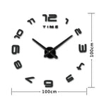Horloge murale silencieuse moderne sans cadre avec grands chiffres, autocollant mural miroir 3D DIY pour chambre ou bureau, taille : 100*100cm, 3M007 (Noir), 3M007 (Argent)