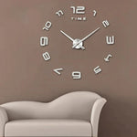 Horloge murale silencieuse moderne sans cadre avec grands chiffres, autocollant mural miroir 3D DIY pour chambre ou bureau, taille : 100*100cm, 3M007 (Noir), 3M007 (Argent)
