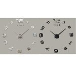 Horloge murale silencieuse moderne sans cadre avec grands chiffres, autocollant mural miroir 3D DIY pour chambre ou bureau, taille : 100*100cm, 3M007 (Noir), 3M007 (Argent)