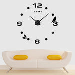 Décoration Bureau Chambre Autocollants Muraux Miroir 3D DIY Sans Cadre Grande Taille Horloge Silencieuse, Taille: 100*100cm, 3M006 (Noir), 3M006 (Argent)