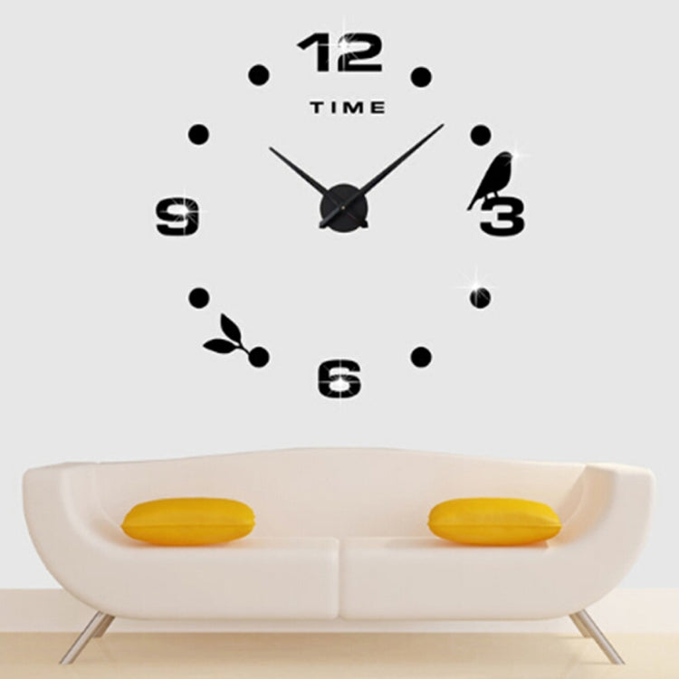 Décoration Bureau Chambre Autocollants Muraux Miroir 3D DIY Sans Cadre Grande Taille Horloge Silencieuse, Taille: 100*100cm, 3M006 (Noir), 3M006 (Argent)