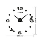 Décoration Bureau Chambre Autocollants Muraux Miroir 3D DIY Sans Cadre Grande Taille Horloge Silencieuse, Taille: 100*100cm, 3M006 (Noir), 3M006 (Argent)