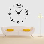 Décoration Bureau Chambre Autocollants Muraux Miroir 3D DIY Sans Cadre Grande Taille Horloge Silencieuse, Taille: 100*100cm, 3M006 (Noir), 3M006 (Argent)