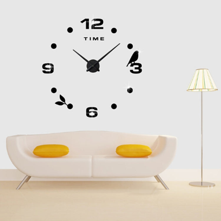 Décoration Bureau Chambre Autocollants Muraux Miroir 3D DIY Sans Cadre Grande Taille Horloge Silencieuse, Taille: 100*100cm, 3M006 (Noir), 3M006 (Argent)