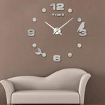 Décoration Bureau Chambre Autocollants Muraux Miroir 3D DIY Sans Cadre Grande Taille Horloge Silencieuse, Taille: 100*100cm, 3M006 (Noir), 3M006 (Argent)