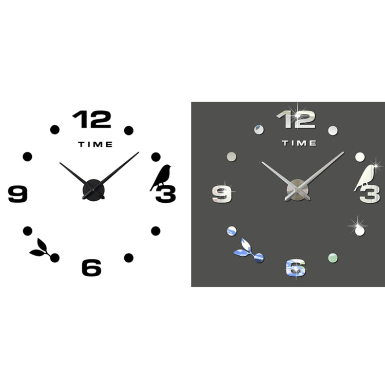 Décoration Bureau Chambre Autocollants Muraux Miroir 3D DIY Sans Cadre Grande Taille Horloge Silencieuse, Taille: 100*100cm, 3M006 (Noir), 3M006 (Argent)
