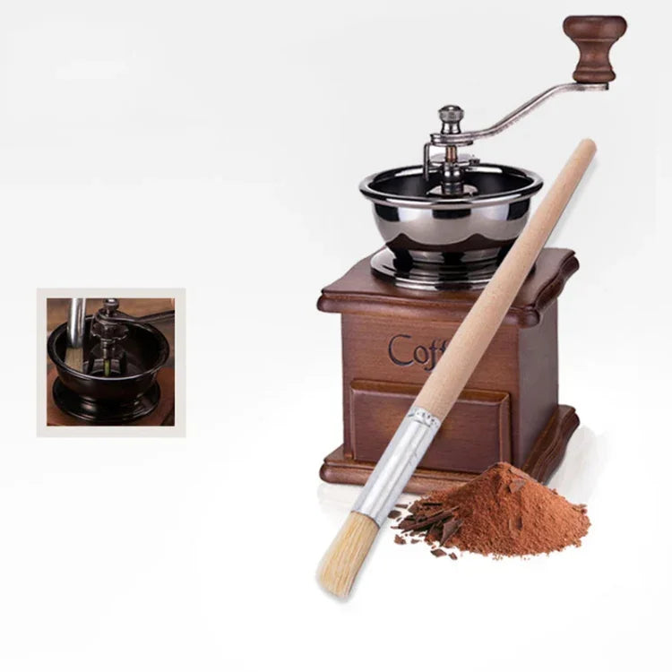 2 brosses de nettoyage pour moulin à café avec manche en bois, Longueur : 19,5cm, Brosse de nettoyage