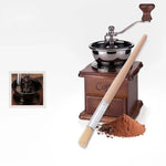2 brosses de nettoyage pour moulin à café avec manche en bois, Longueur : 19,5cm, Brosse de nettoyage