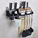 Étagère de rangement murale multifonction pour cuisine, 50 cm, 2 tasses, 8 crochets, version A, 50 cm, 2 tasses