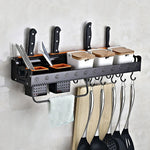 Version C Étagère de rangement murale multifonctionnelle pour cuisine, 60 cm, 2 tasses, 10 crochets, version C, 60 cm, 2 tasses