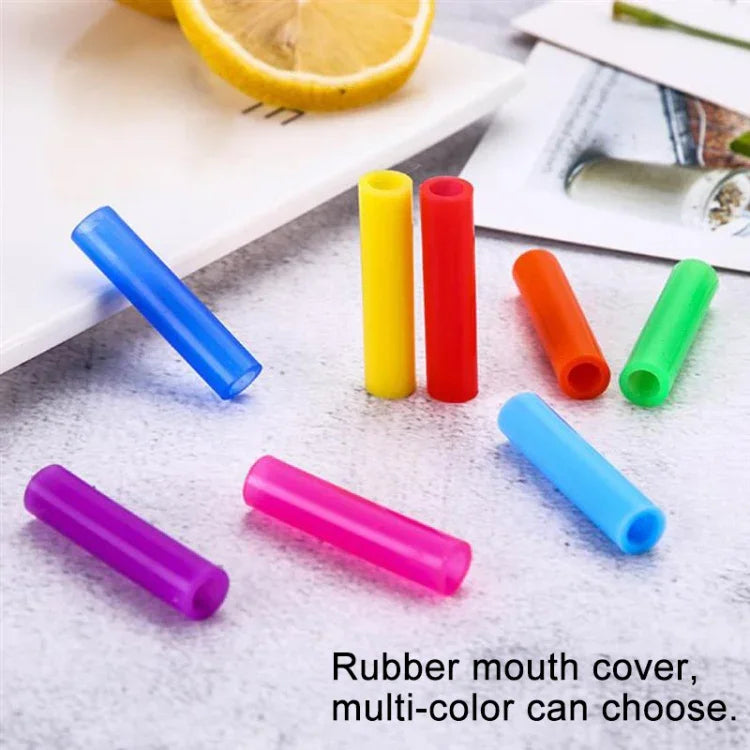 8 pailles réutilisables en acier inoxydable avec embouts en silicone + 2 brosses de nettoyage avec sac en cachemire, 215*6mm, 215*6mm