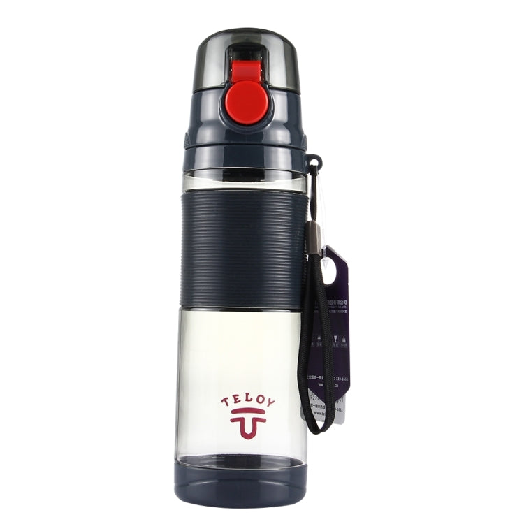Bouteille Teloy TNY-9601 650 ml portable à bouchon à pression, température de l'eau applicable : de -20 à 120 degrés Celsius, TNY-9601 (gris foncé + rouge)