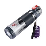 Bouteille Teloy TNY-9601 650 ml portable à bouchon à pression, température de l'eau applicable : de -20 à 120 degrés Celsius, TNY-9601 (gris foncé + rouge)