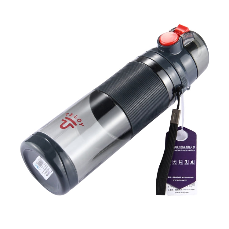 Bouteille Teloy TNY-9601 650 ml portable à bouchon à pression, température de l'eau applicable : de -20 à 120 degrés Celsius, TNY-9601 (gris foncé + rouge)