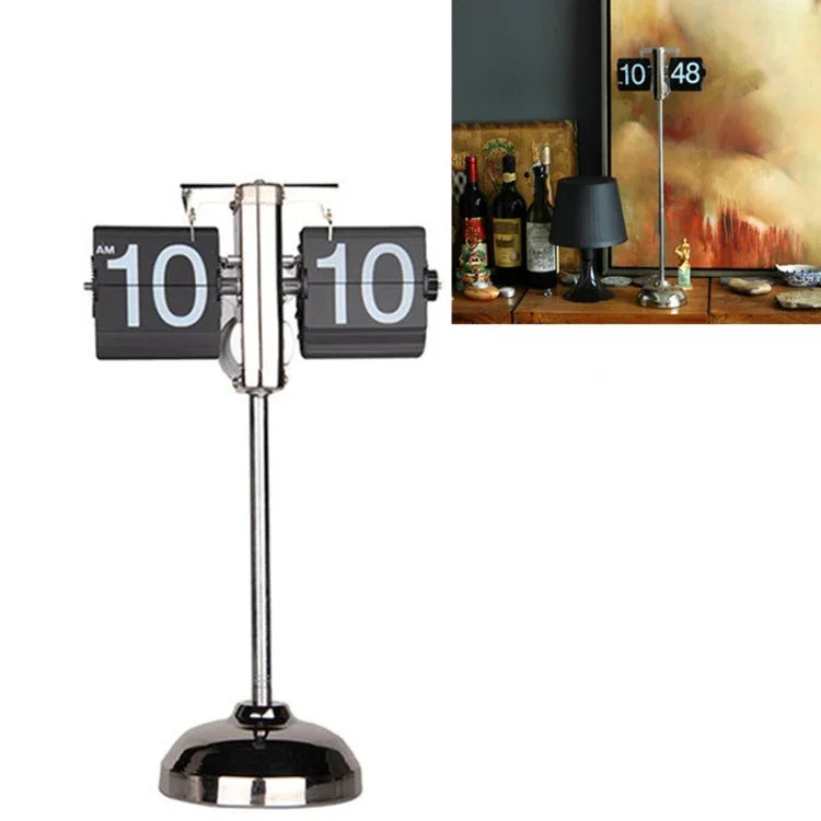 Creative Home Office Bedroom Retractable Flip Trolley Small Balance Clock, Retractable (Black)