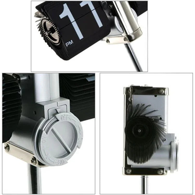 Horloge multifonctionnelle de chevet escamotable pour chambre et bureau (noir)