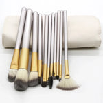 Kit de 12 pinceaux de maquillage professionnels beiges, taille : 22*29cm