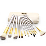 Kit de 12 pinceaux de maquillage professionnels beiges, taille : 22*29cm