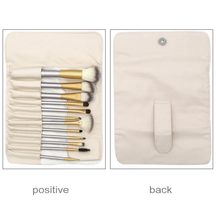 Kit de 12 pinceaux de maquillage professionnels beiges, taille : 22*29cm