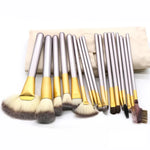 Kit de 18 pinceaux de maquillage professionnels de luxe beige, taille : 25*46cm