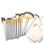 Kit de 18 pinceaux de maquillage professionnels de luxe beige, taille : 25*46cm