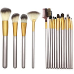 Kit de 18 pinceaux de maquillage professionnels de luxe beige, taille : 25*46cm