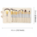 Kit de 18 pinceaux de maquillage professionnels de luxe beige, taille : 25*46cm