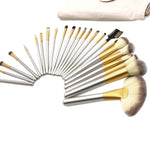 Trousse de 24 pinceaux de maquillage professionnels beiges de haute qualité, taille : 25,4*52,6 cm, beige