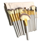 Trousse de 24 pinceaux de maquillage professionnels beiges de haute qualité, taille : 25,4*52,6 cm, beige